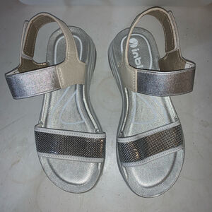 Womens Inblu Sandals Size 37 EU Silver Beige